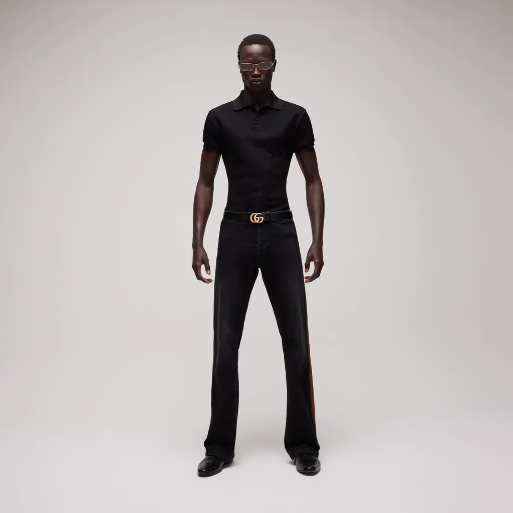 Cotton Denim Pants With Web