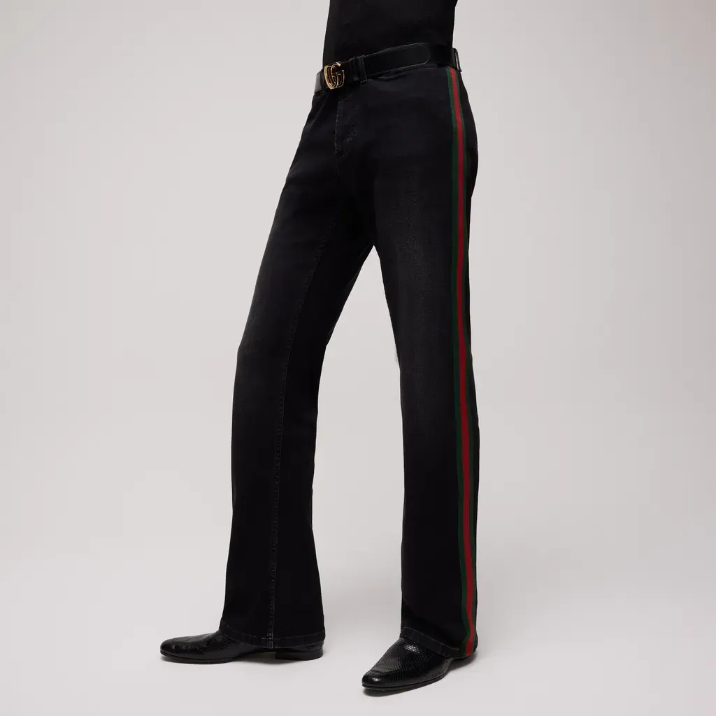 Cotton Denim Pants With Web