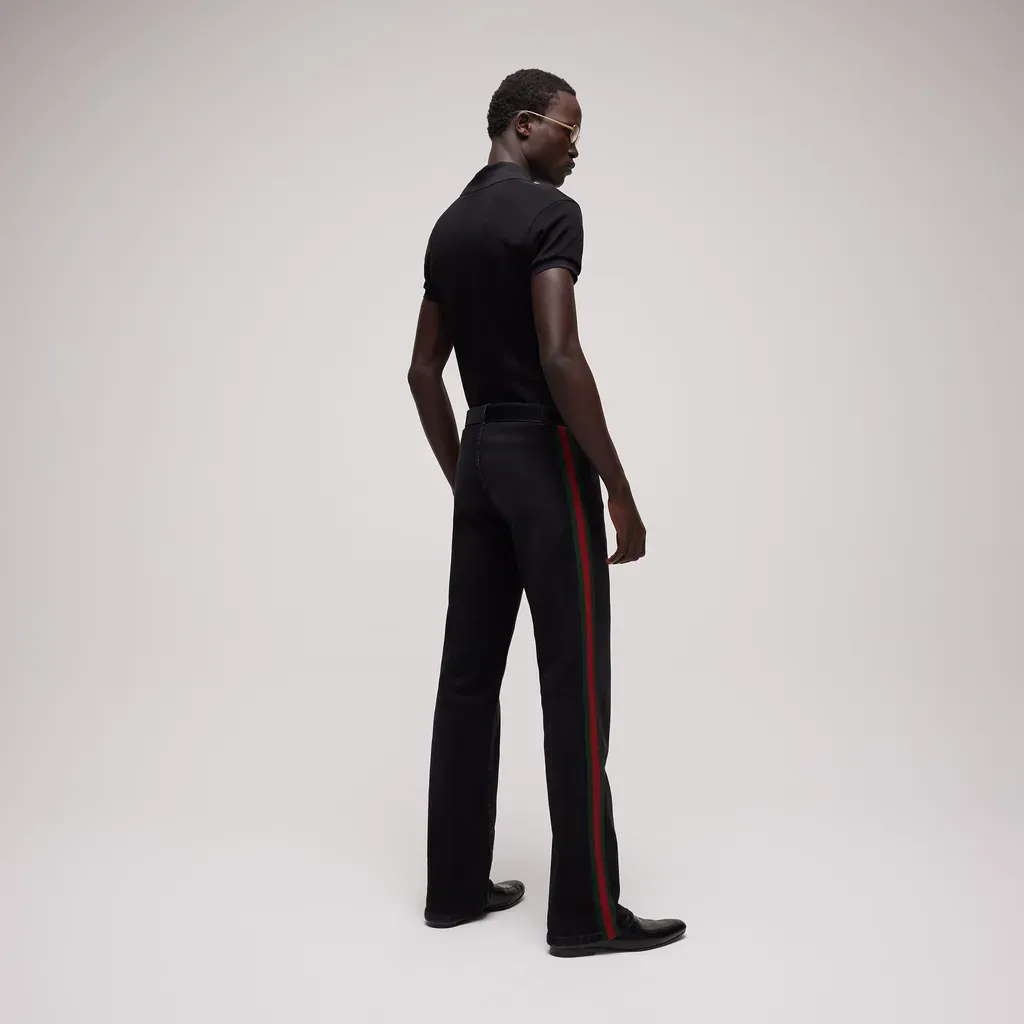 Cotton Denim Pants With Web