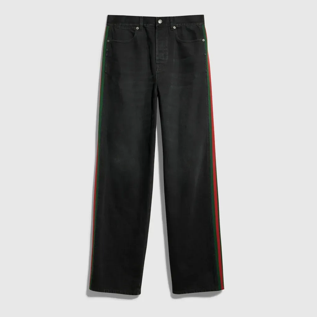 Cotton Denim Pants With Web