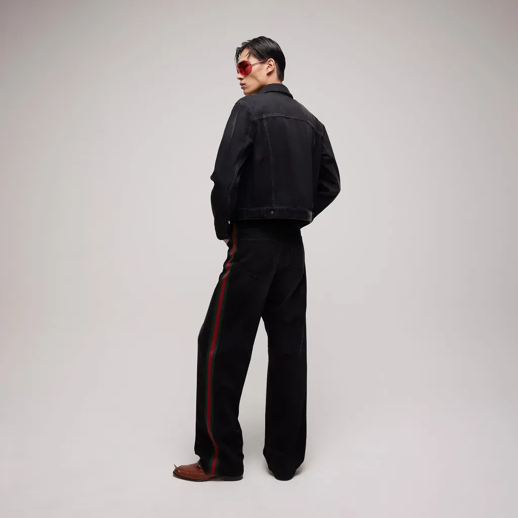 Cotton Denim Pants With Web