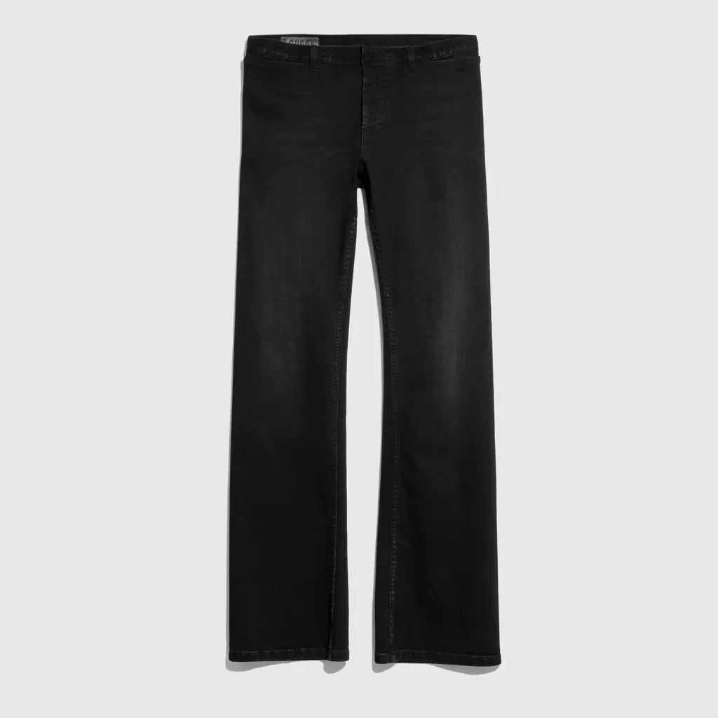 Cotton Denim Pants With Web Insert