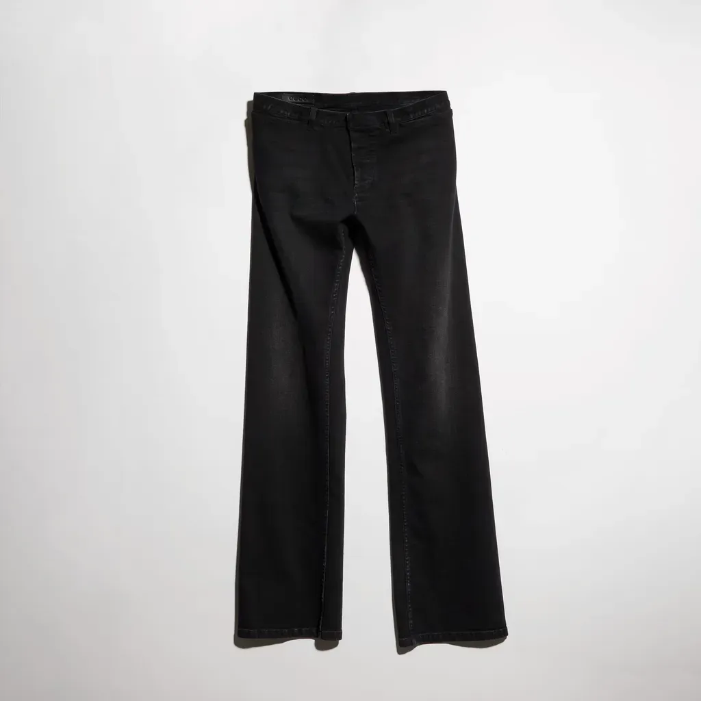 Cotton Denim Pants With Web Insert