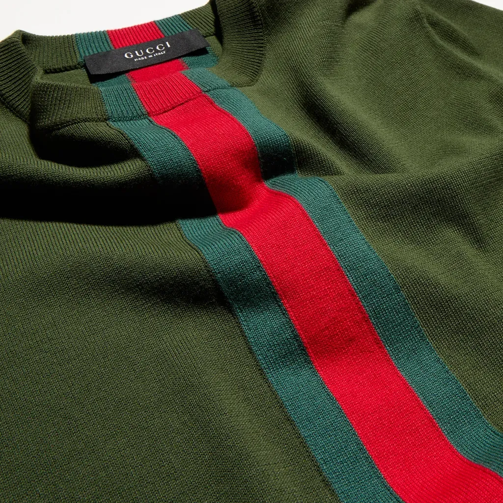 Knit Cotton Sweater With Web Intarsia