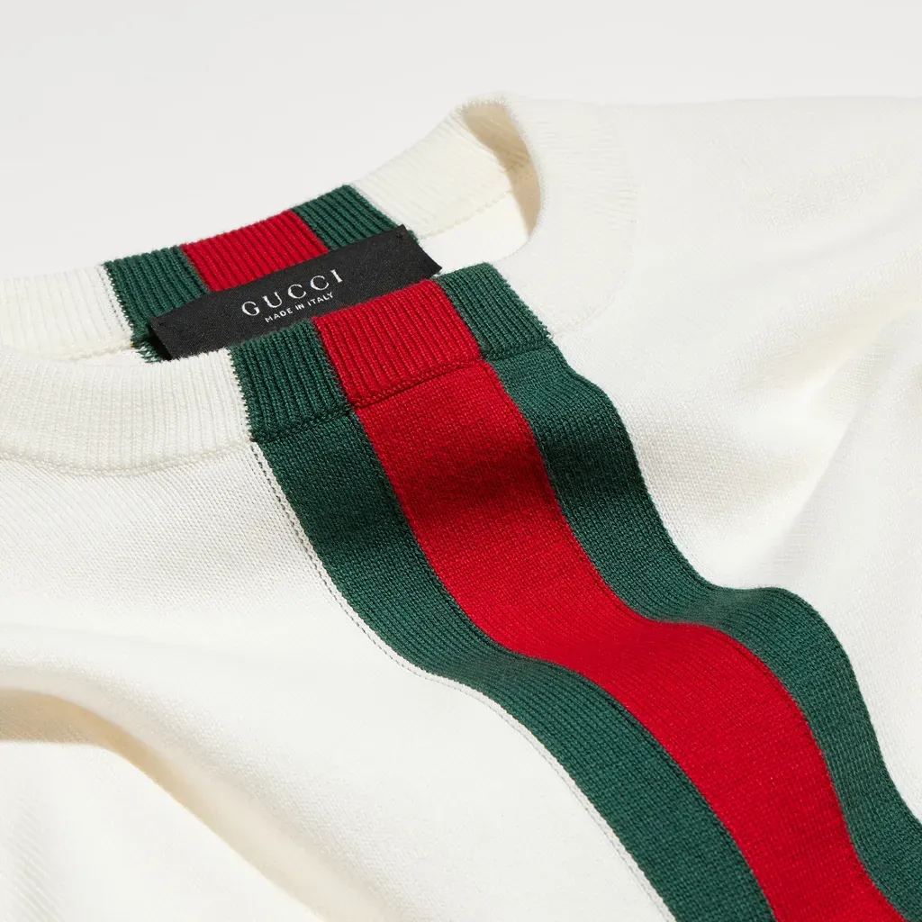 Knit Cotton T-Shirt With Web Intarsia