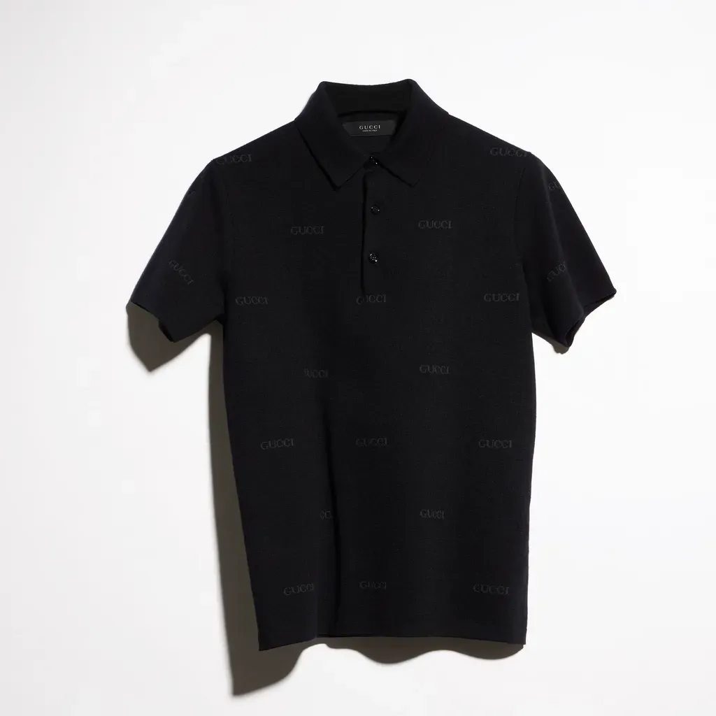 Wool Silk Gucci Jacquard Polo Shirt