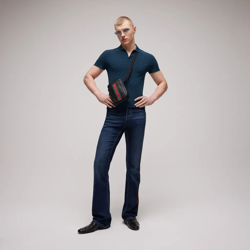 Technical Gg Jacquard Fabric Polo Shirt