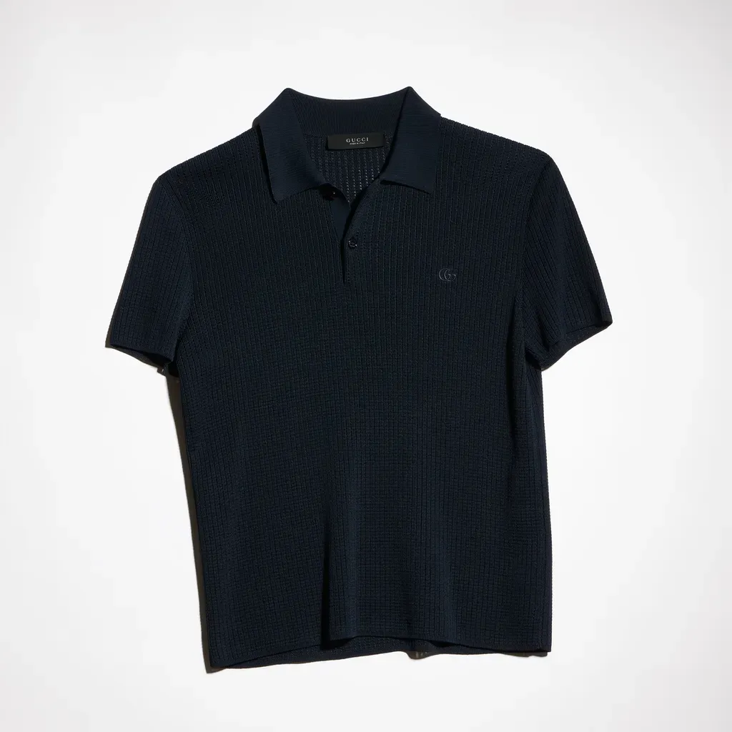 Technical Knit Fabric Polo Shirt With Embroidery