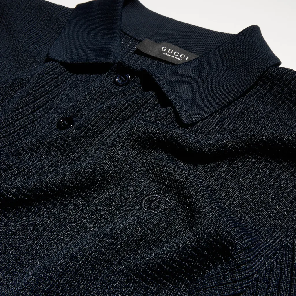 Technical Knit Fabric Polo Shirt With Embroidery