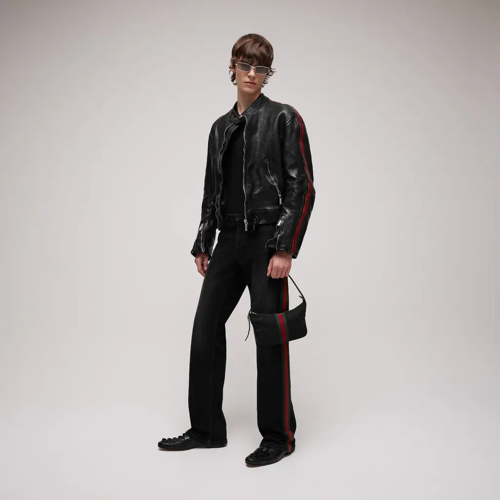 Buffalo Leather Biker Jacket With Web