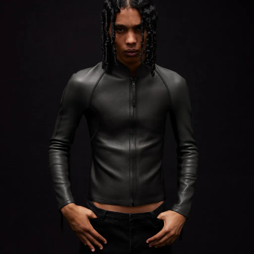 Grainy Leather Zip Jacket