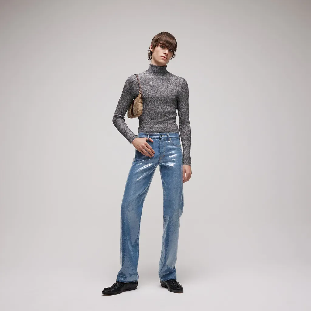 Lamé Stretch Fabric T-Shirt