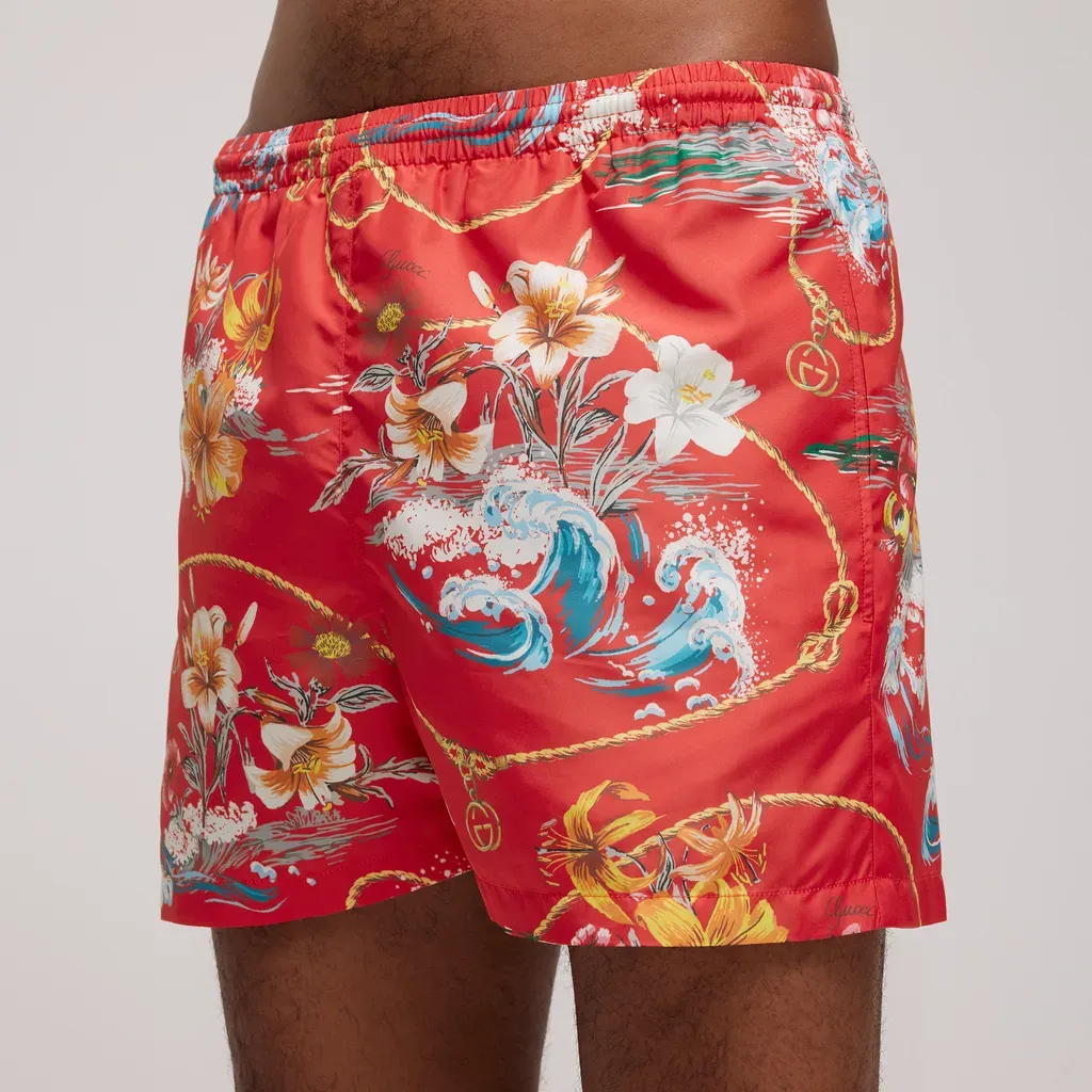 Printed Silk Twill Shorts
