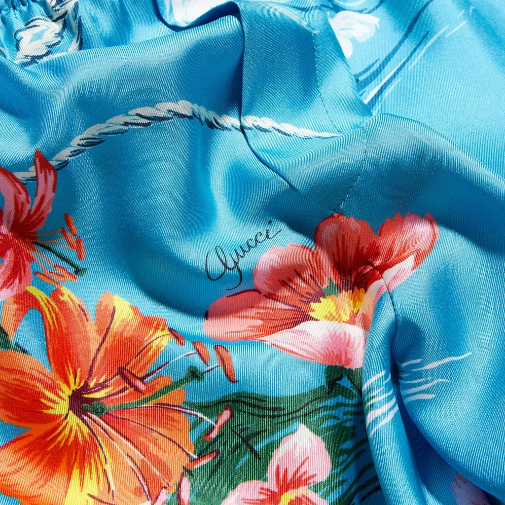 Printed Silk Twill Shorts