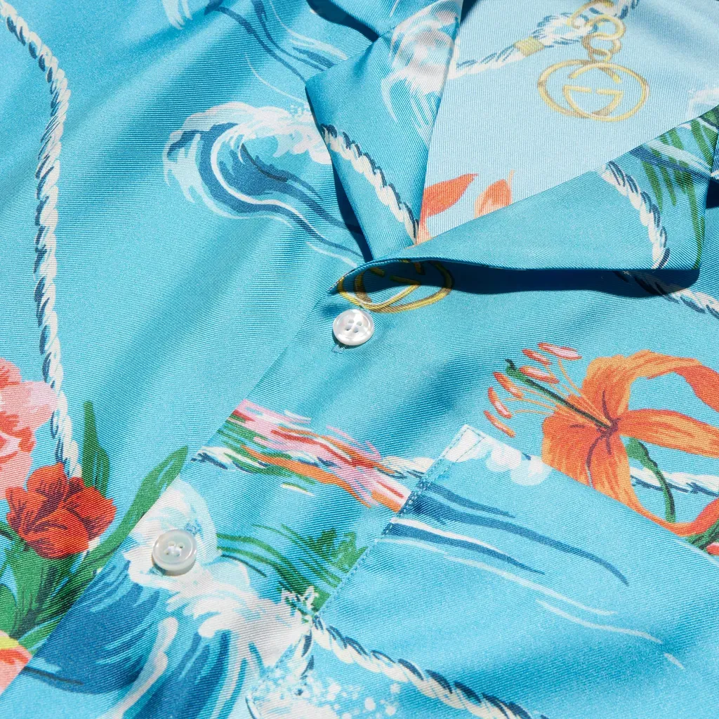 Printed Silk Twill Bowling Shirt
