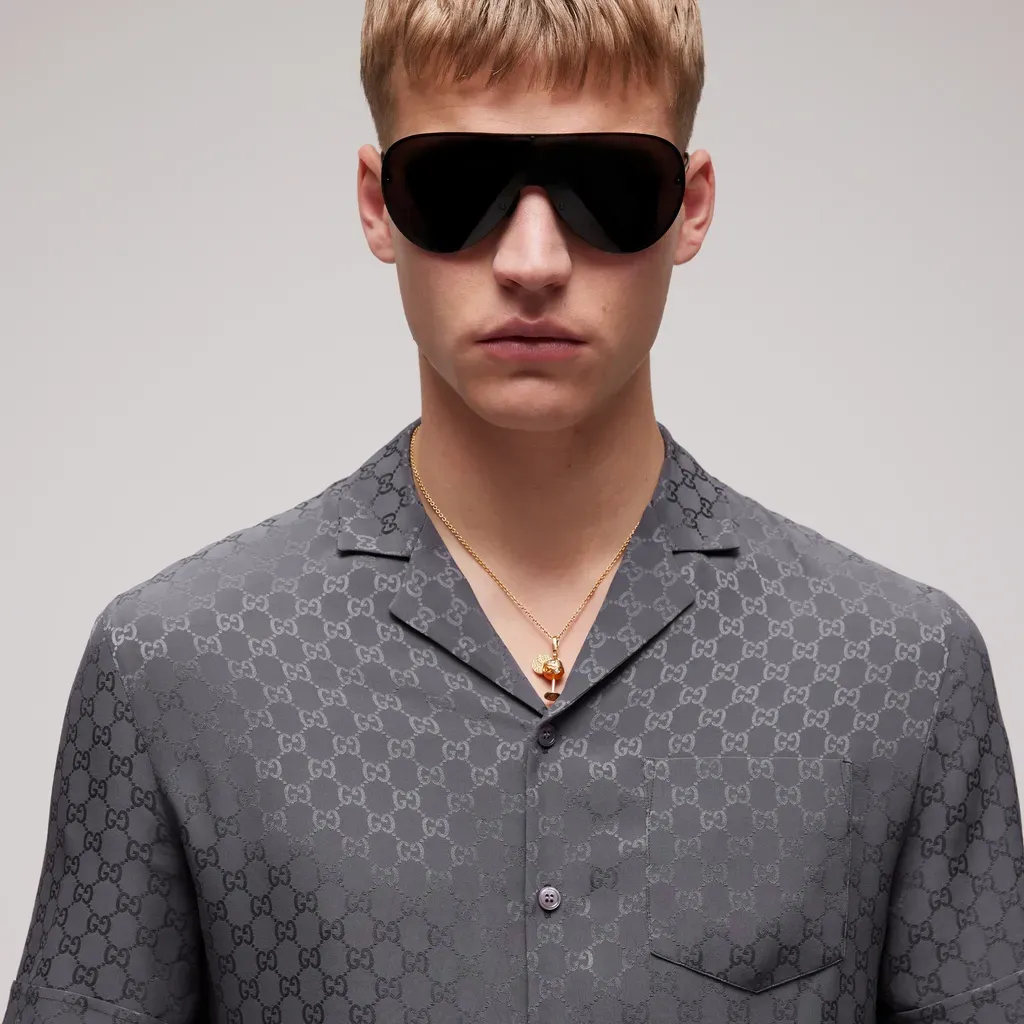 Gg Silk Jacquard Bowling Shirt