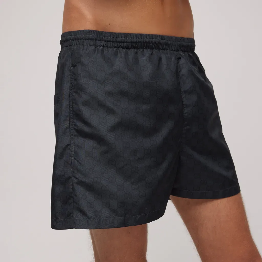 Printed Polyester Poplin Swim Shorts