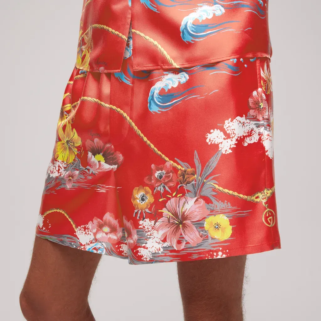 Printed Polyester Poplin Swim Shorts