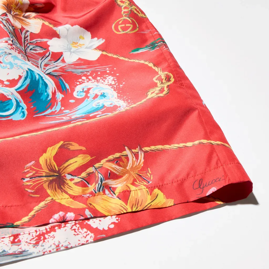 Printed Polyester Poplin Swim Shorts