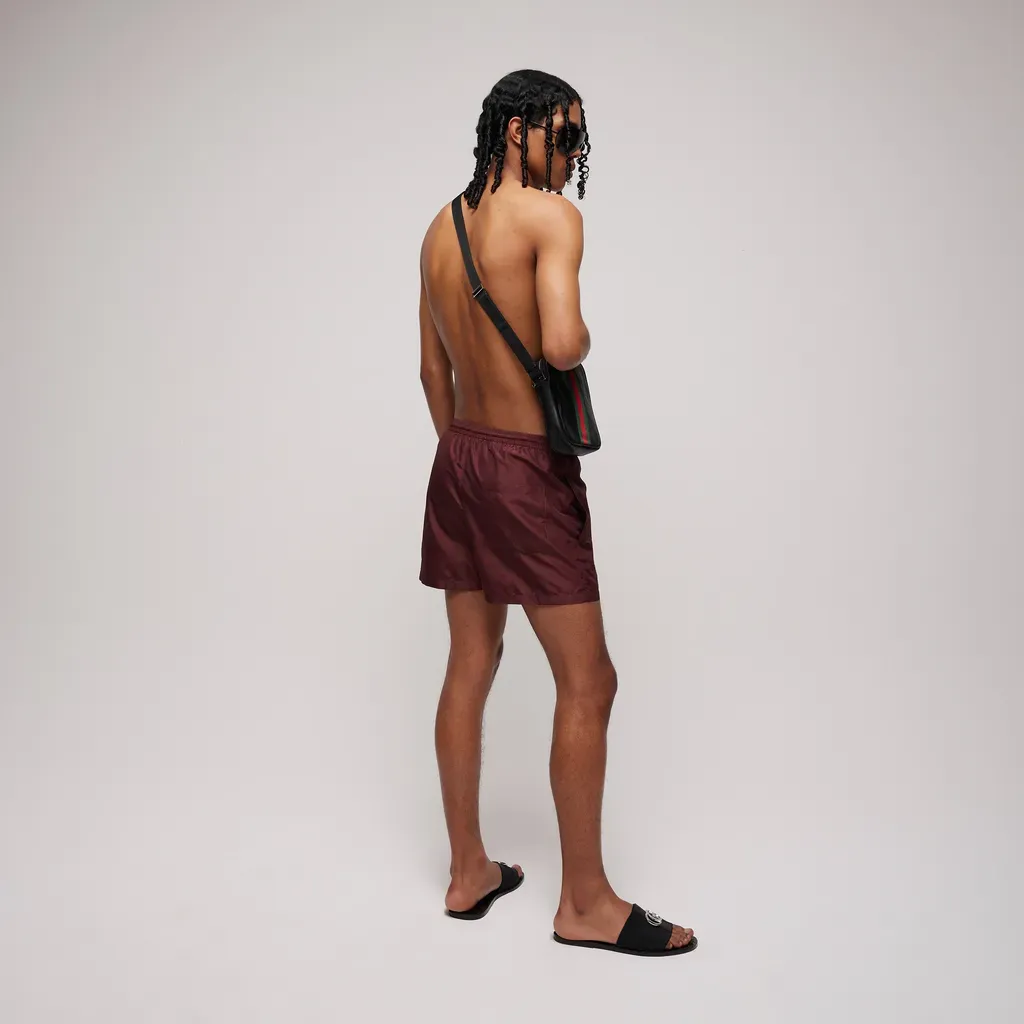 Printed Polyester Poplin Swim Shorts