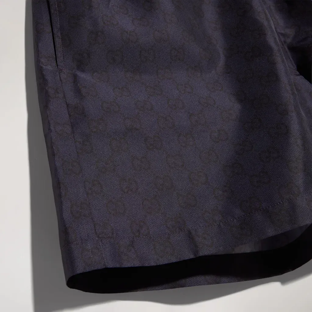 Printed Polyester Poplin Swim Shorts