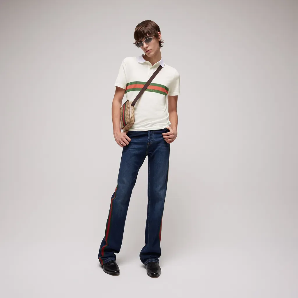 Cotton Jersey Polo Shirt With Web