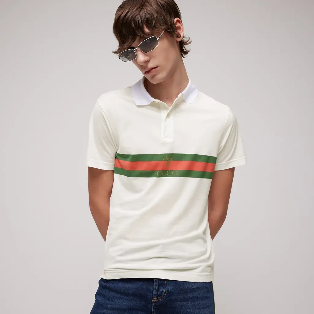 Cotton Jersey Polo Shirt With Web