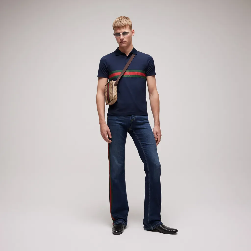Cotton Jersey Polo Shirt With Web