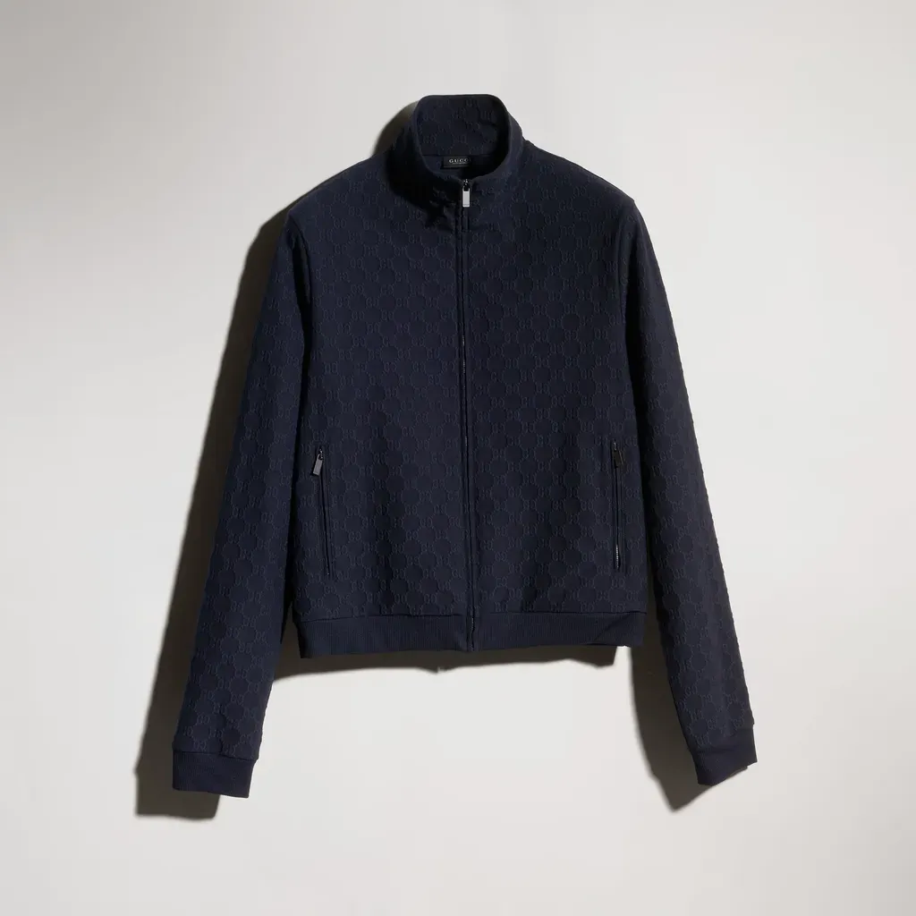 Gg Jersey Jacquard Zip Sweatshirt