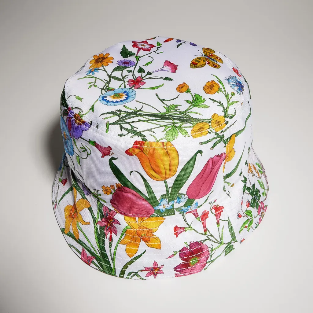 Printed Silk Twill Bucket Hat
