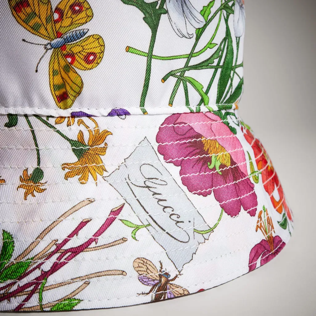 Printed Silk Twill Bucket Hat