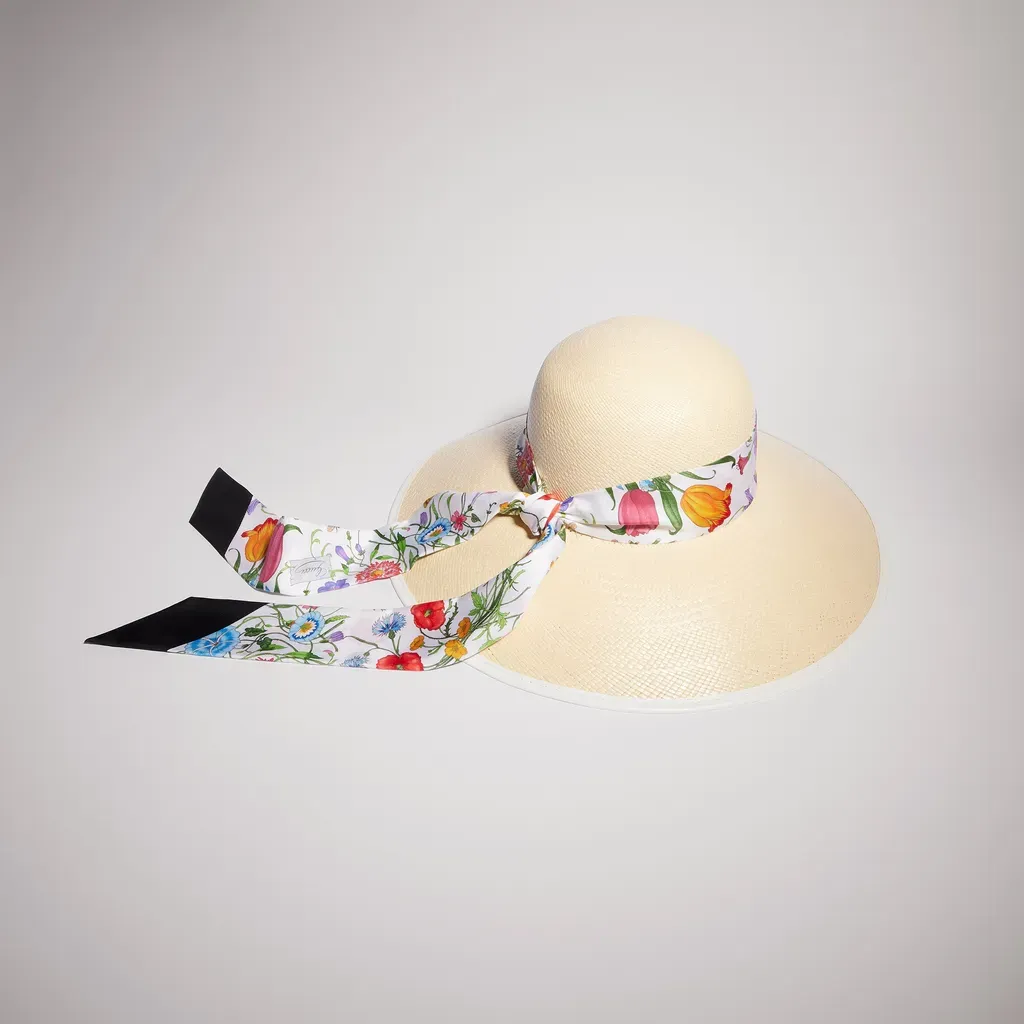 Panama Twill Hat With Silk Ribbon