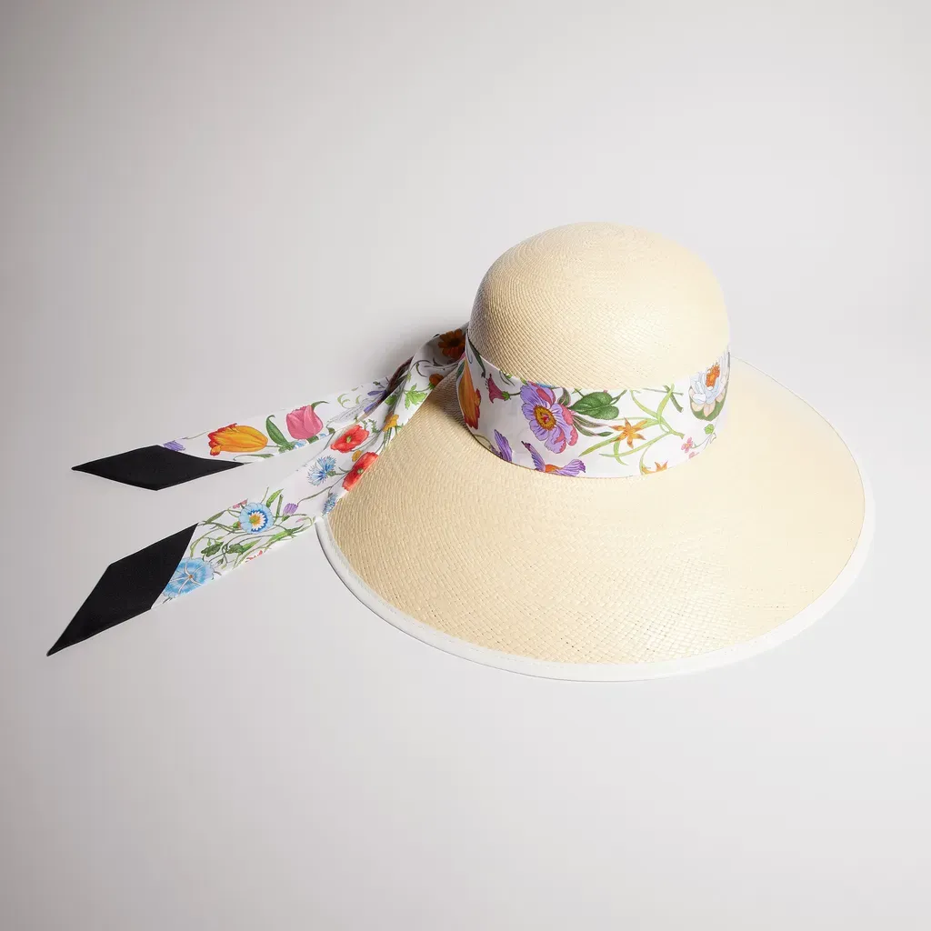 Panama Twill Hat With Silk Ribbon