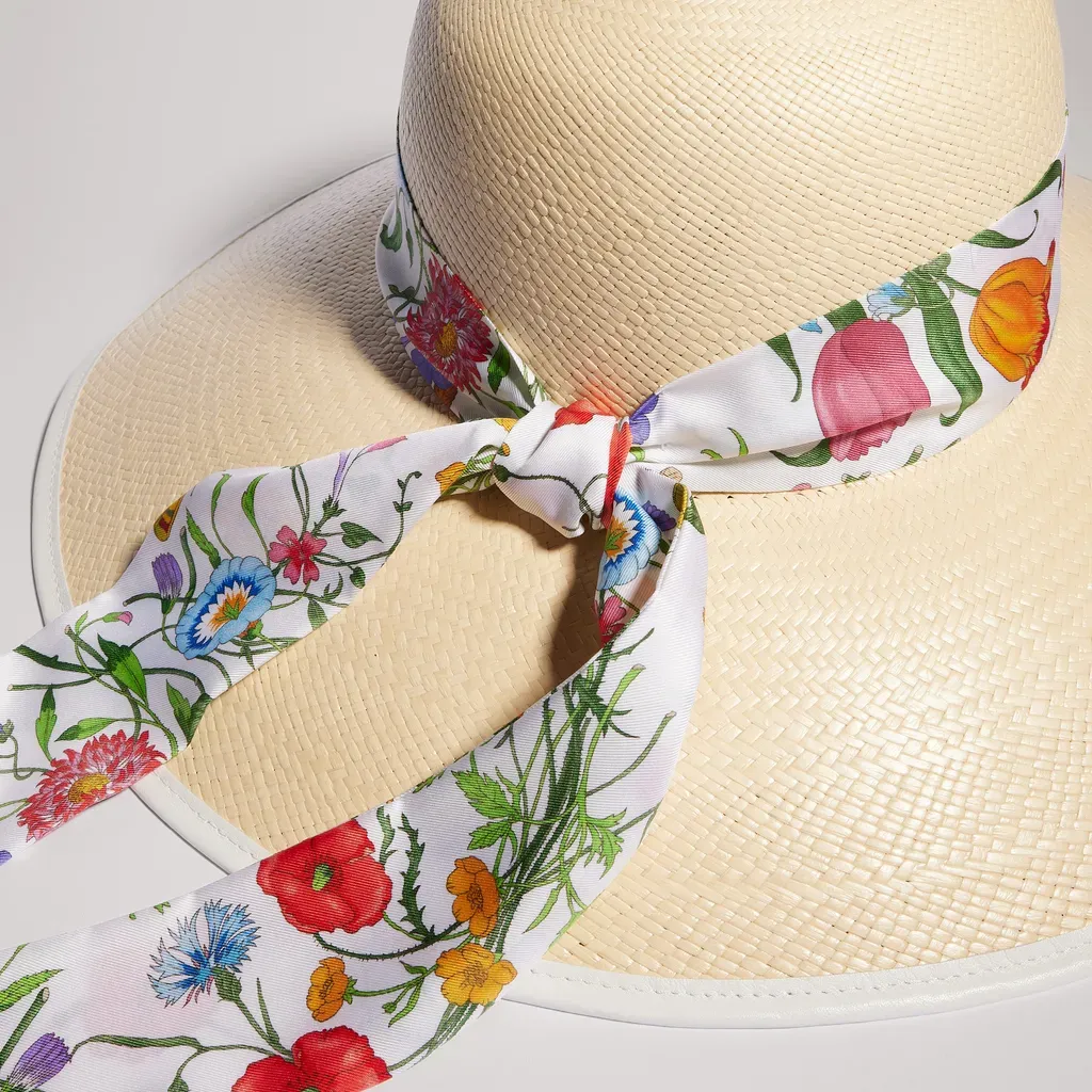 Panama Twill Hat With Silk Ribbon