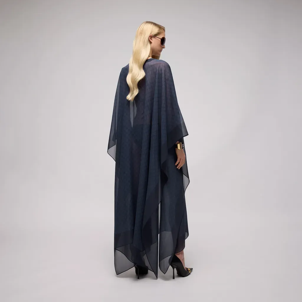 Gg Silk Georgette Cape Dress