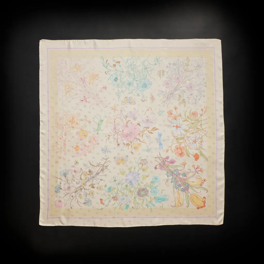 Printed Double G Silk Jacquard Carré