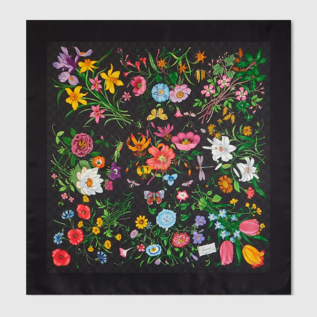 Printed Gg Silk Twill Carré