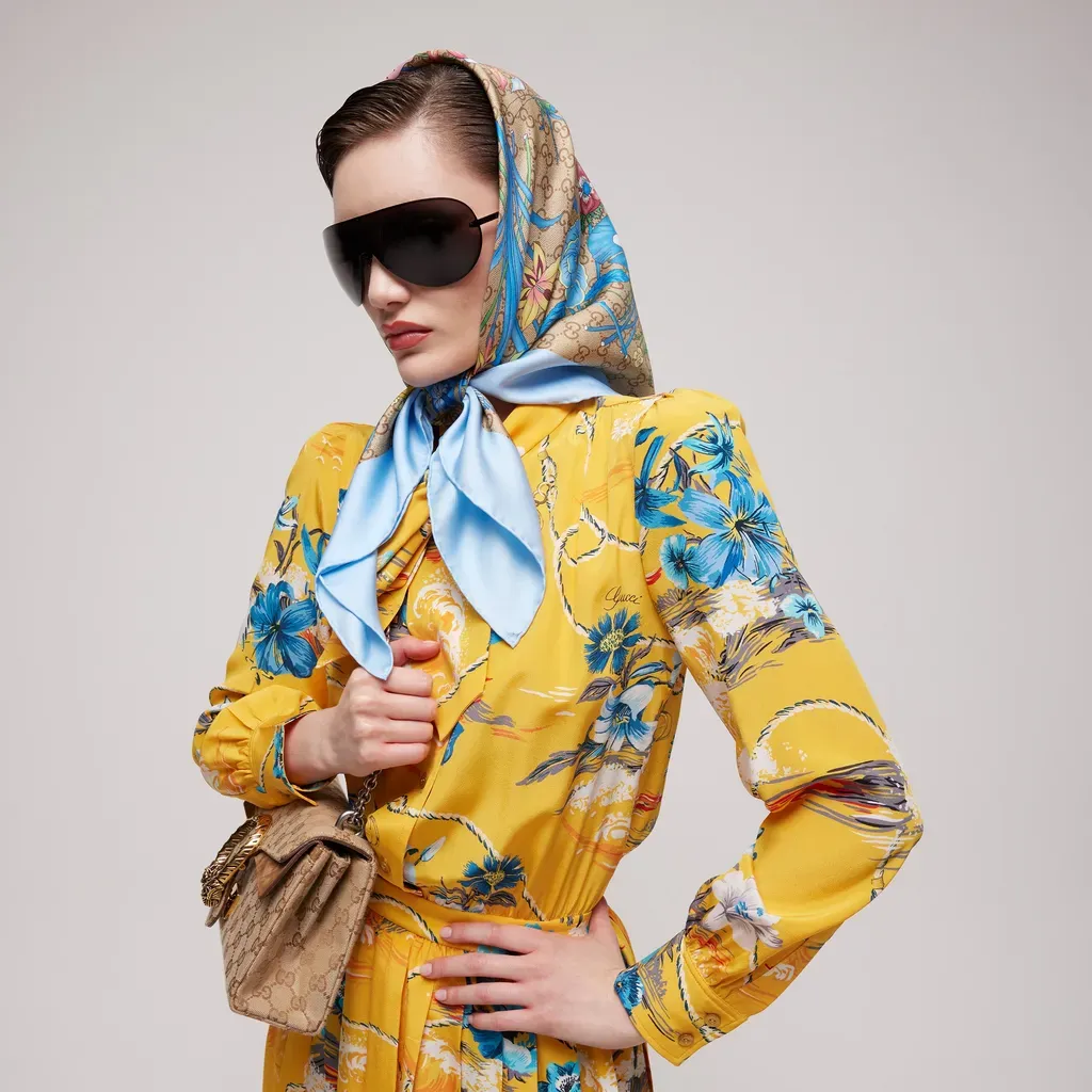 Printed Gg Silk Twill Carré