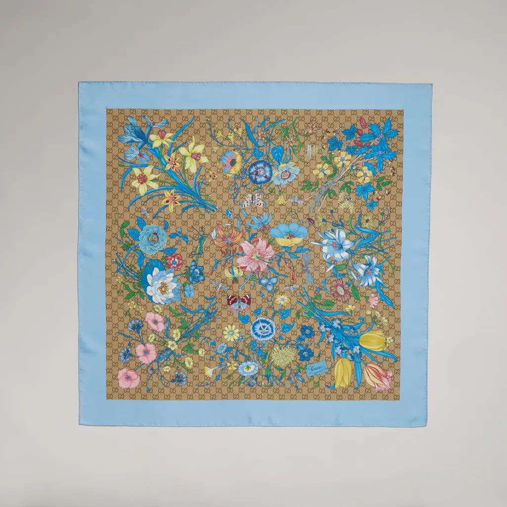 Printed Gg Silk Twill Carré
