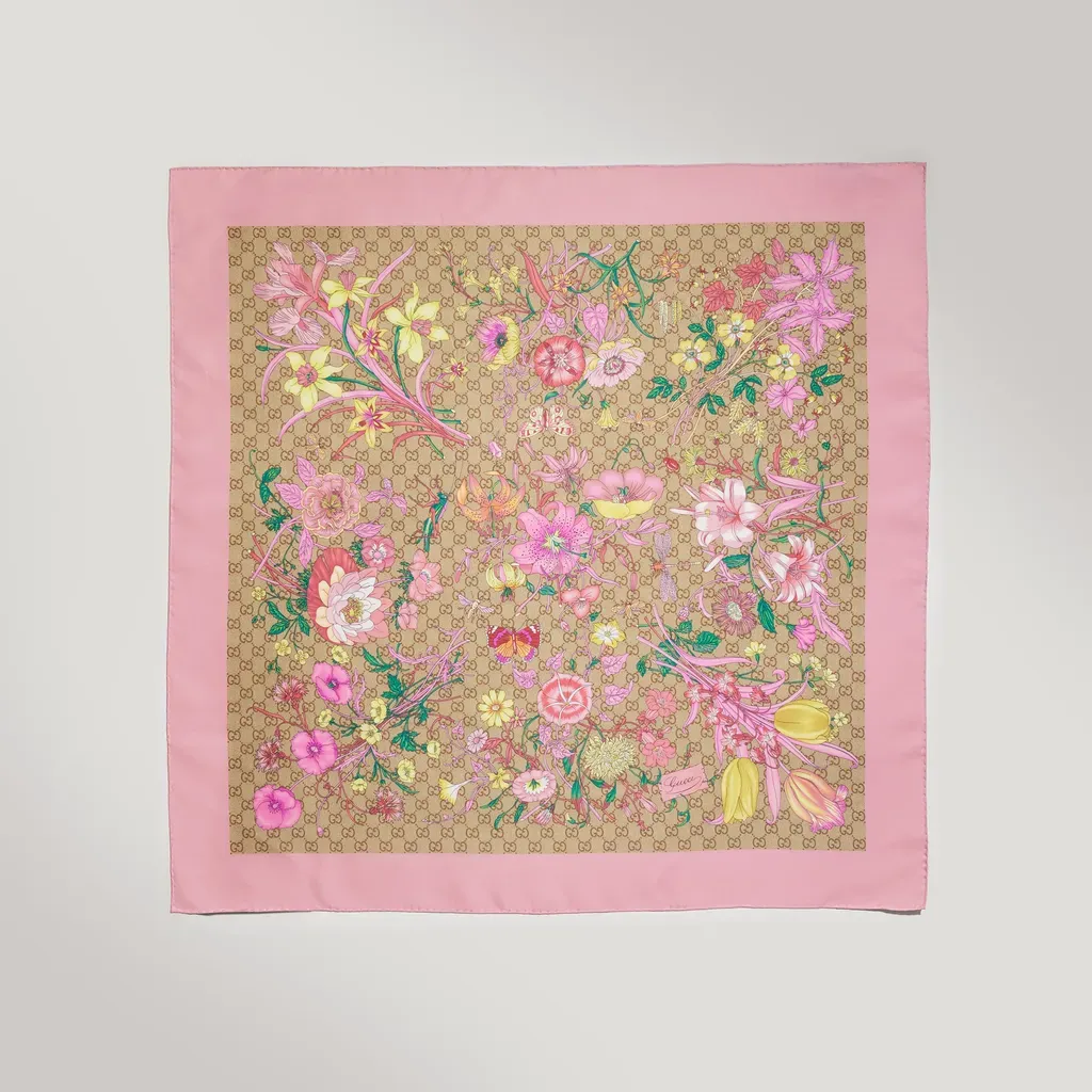 Printed Gg Silk Twill Carré