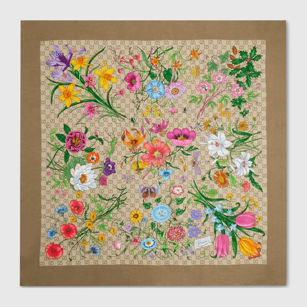 Printed Gg Silk Twill Carré