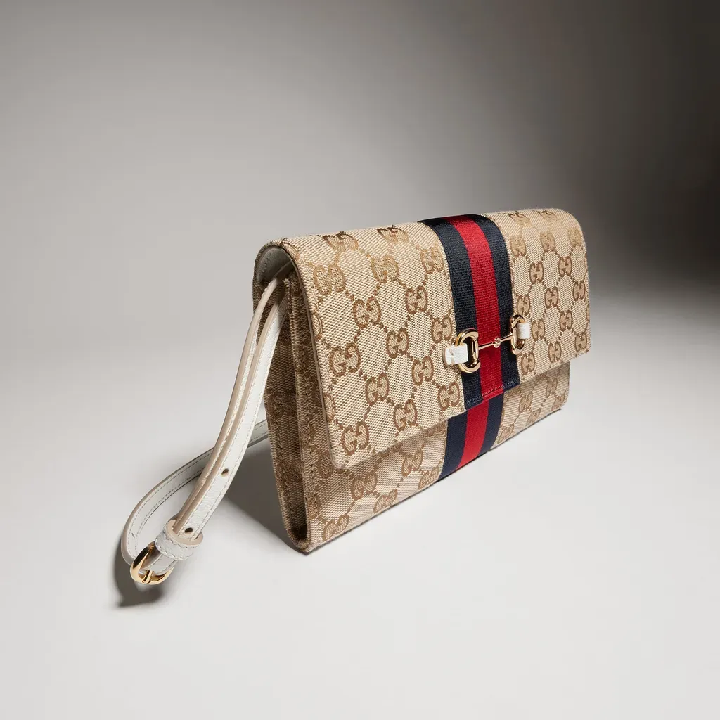 Gucci Horsebit Web Wallet With Strap