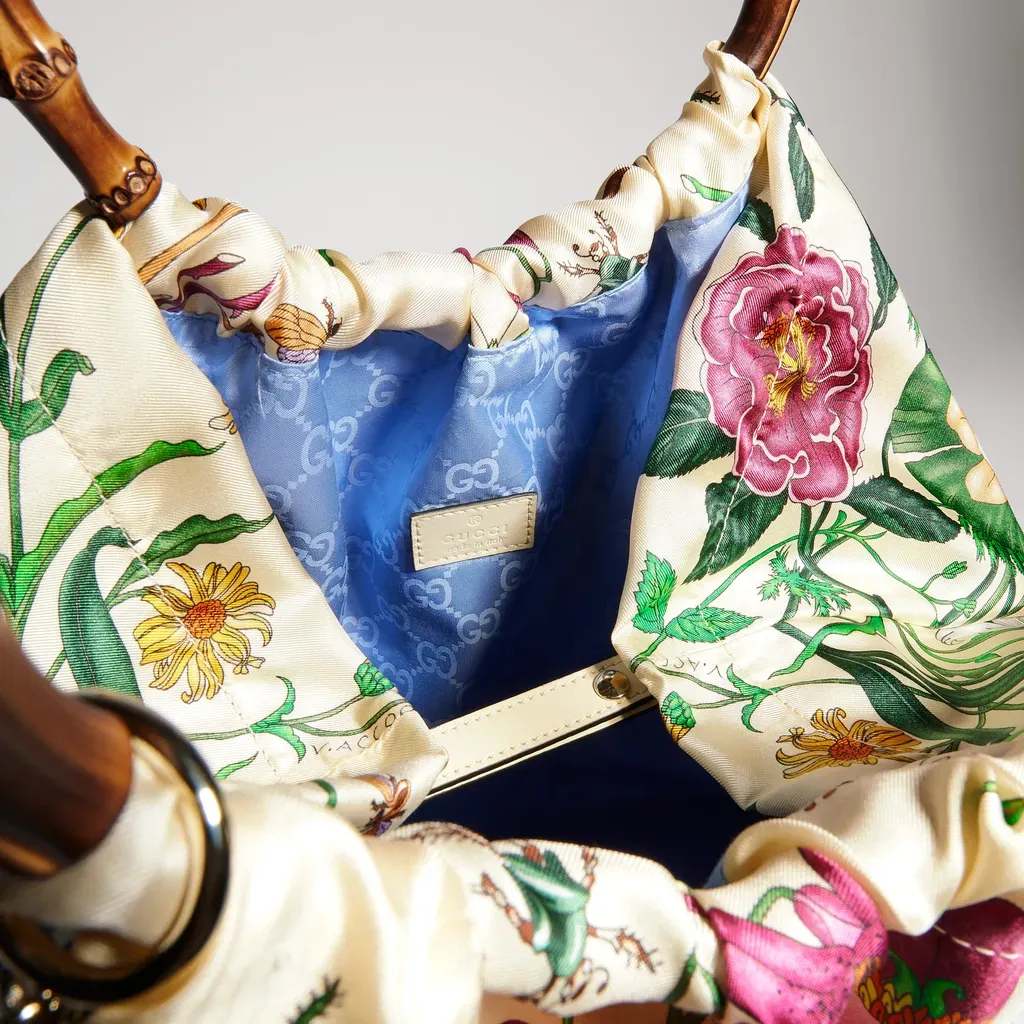 Silk Maxi Tote Bag With Bamboo Handle