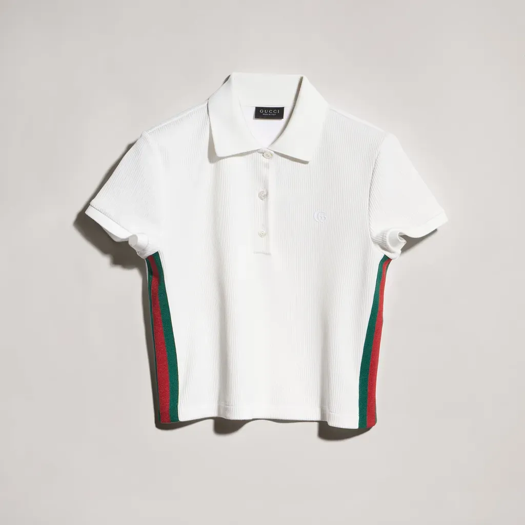 Rib Cotton Jersey Polo Shirt With Web