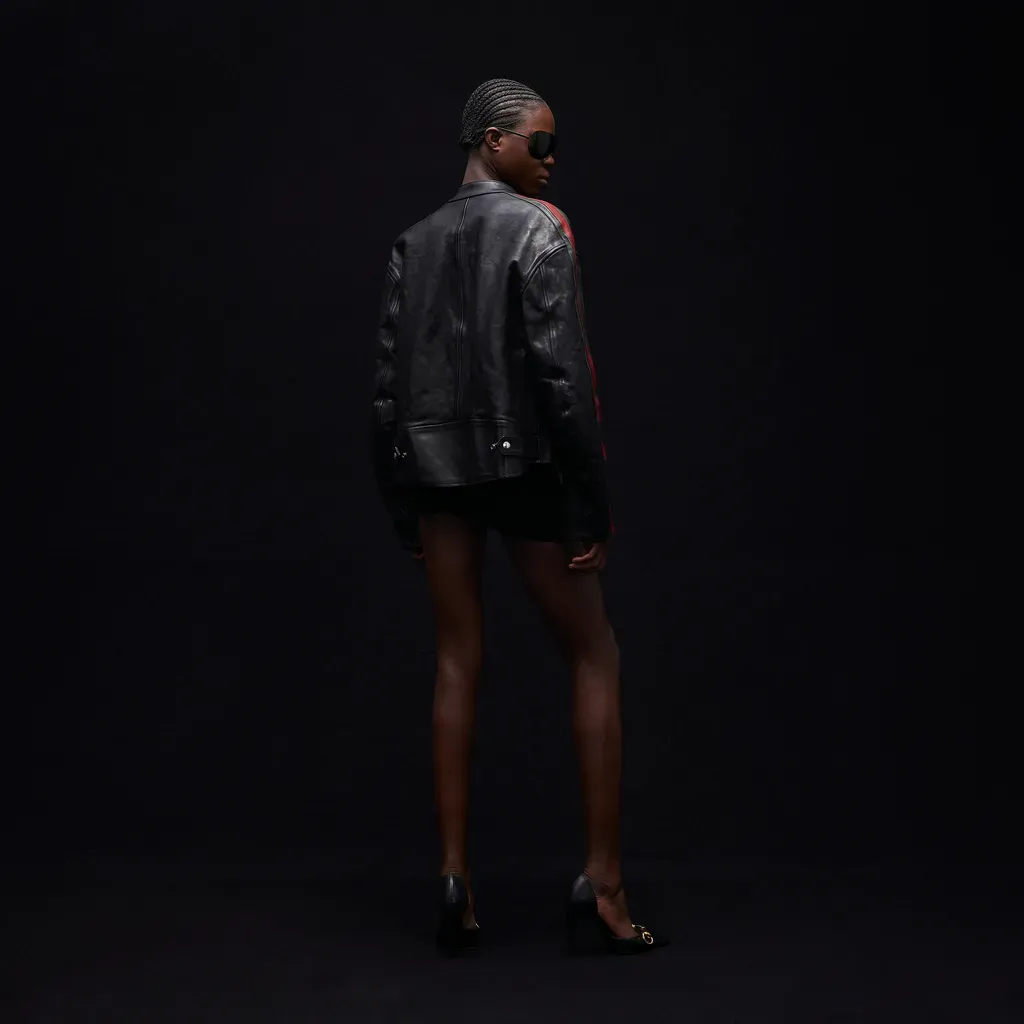 Buffalo Leather Biker Jacket With Web