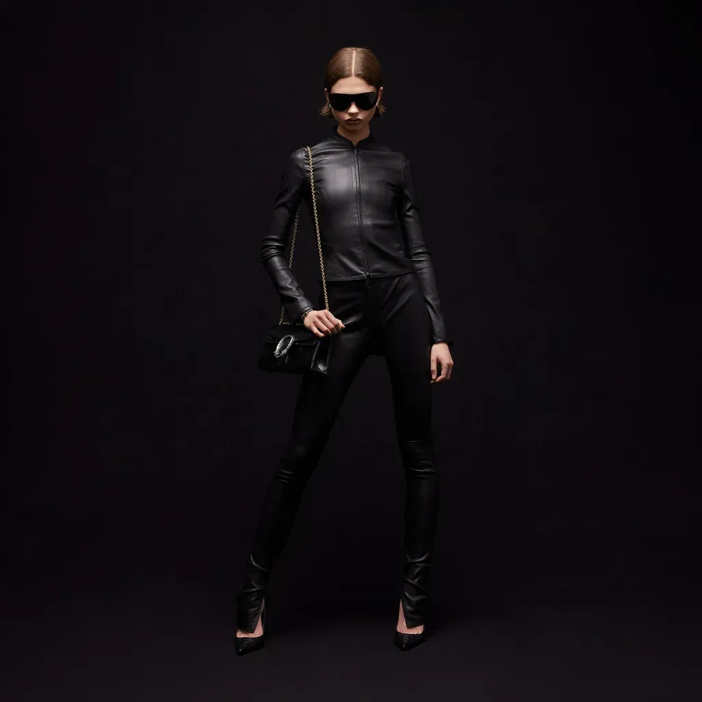 Light Stretch Leather Zip Jacket