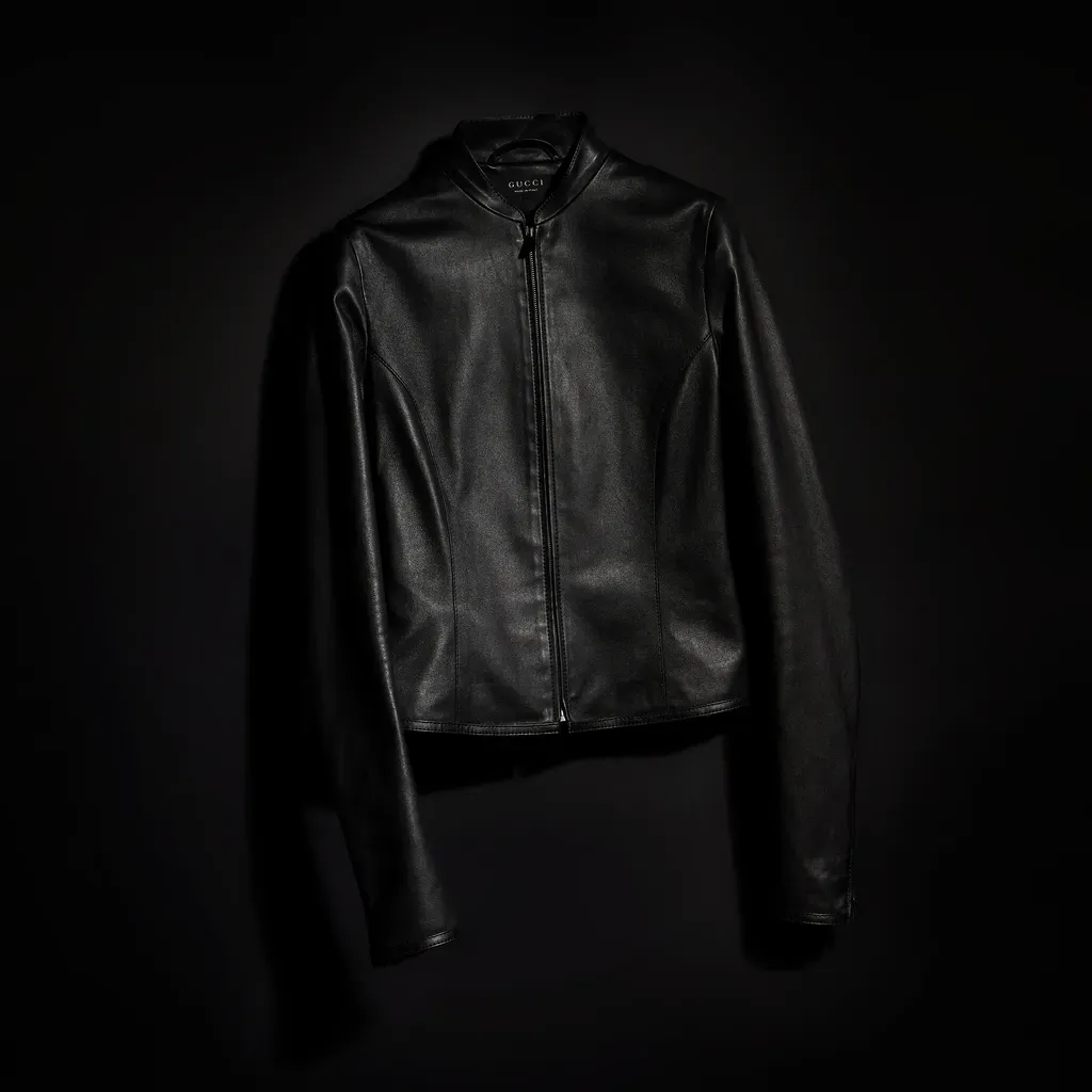 Light Stretch Leather Zip Jacket