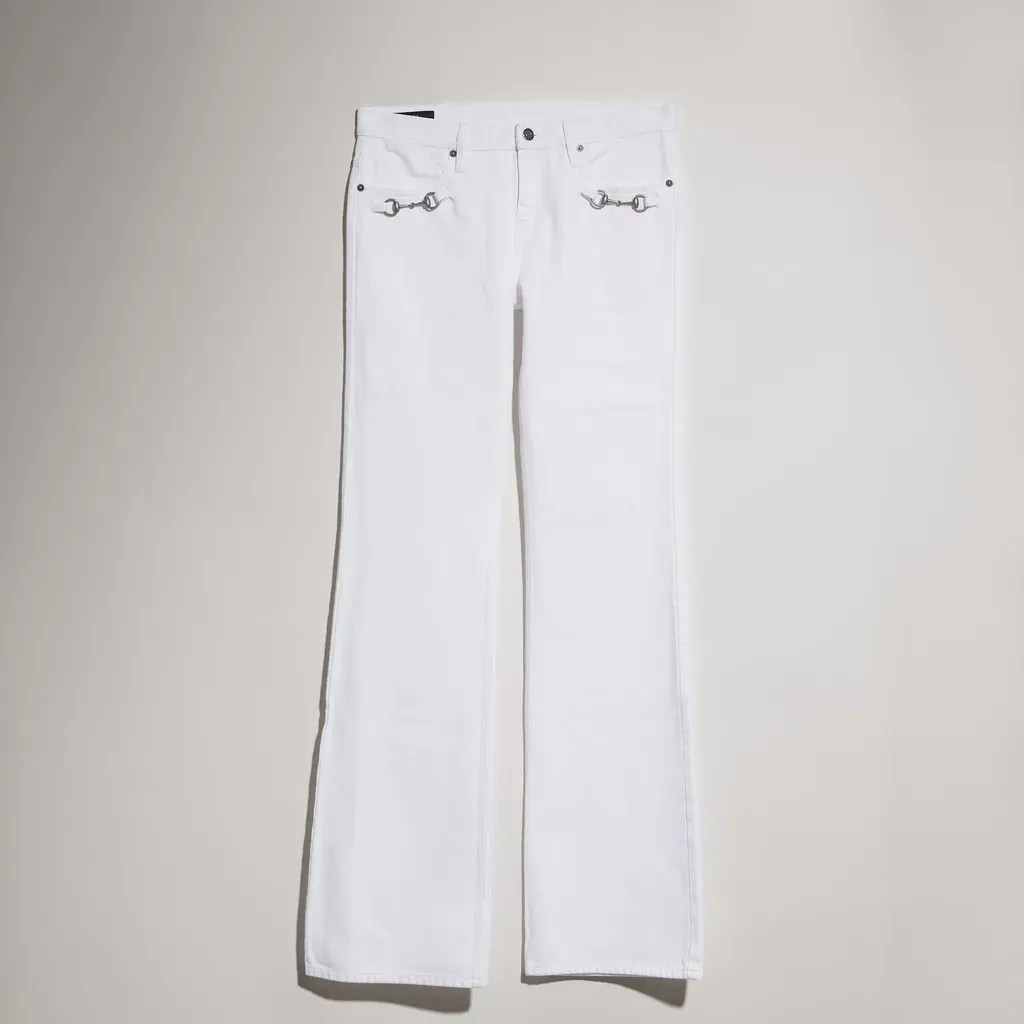 Cotton Denim Pants With Horsebit