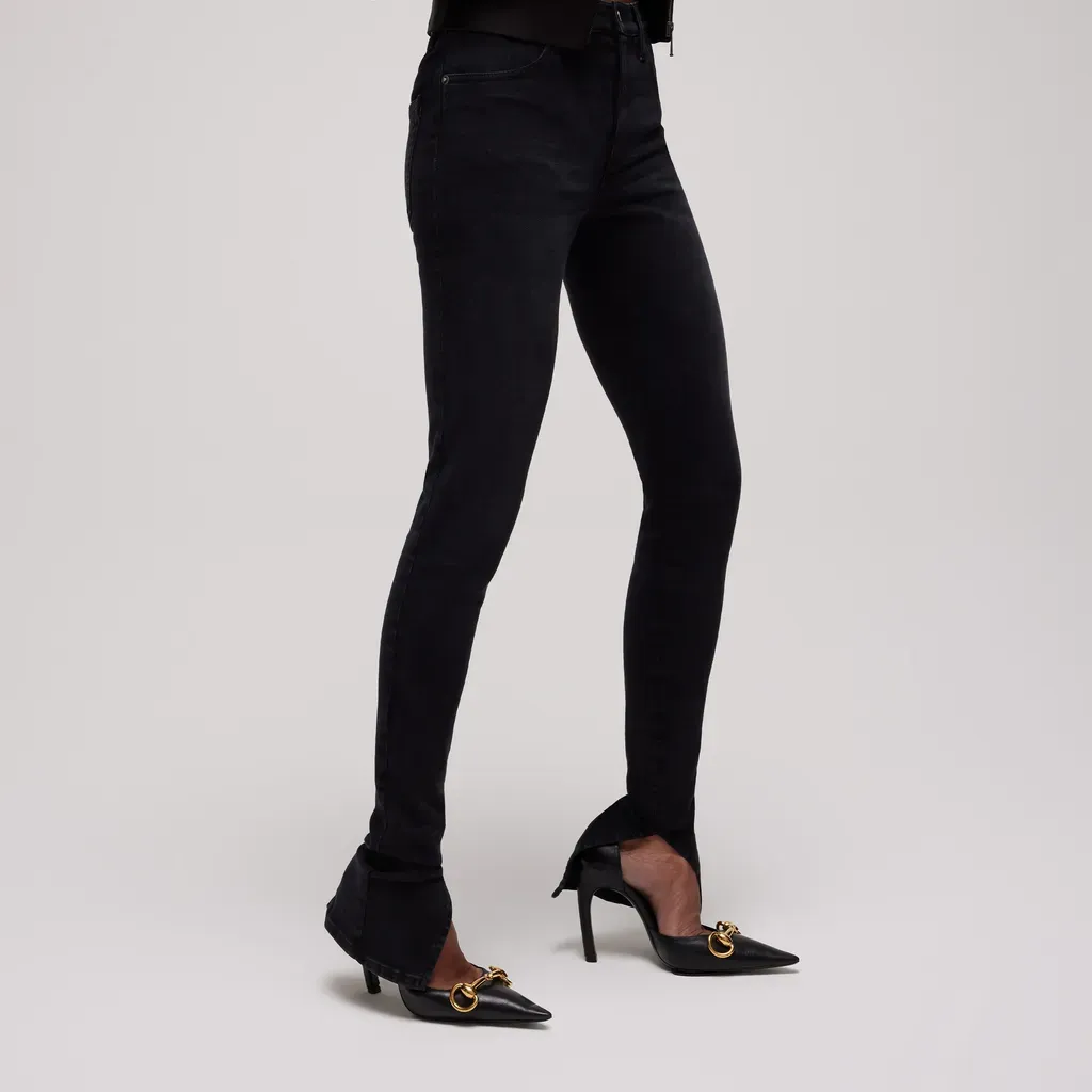 Washed Cotton Denim Skinny Pants