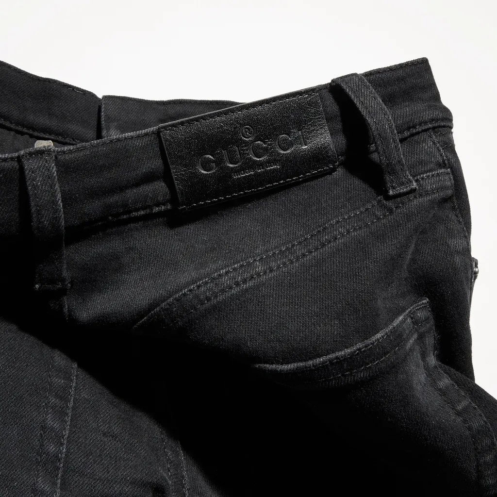 Washed Cotton Denim Skinny Pants